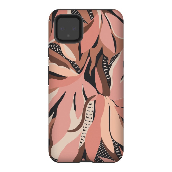 Pixel 4XL StrongFit Abstract pink leaves I by Mmartabc