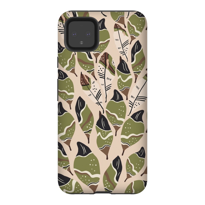 Pixel 4XL StrongFit Feather bohemian green by Mmartabc