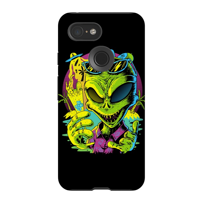 Pixel 3 StrongFit Alien Summer Vibes (Dark) by Afif Quilimo