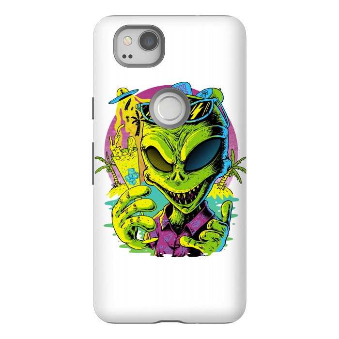 Pixel 2 StrongFit Alien Summer Vibes (White) by Afif Quilimo