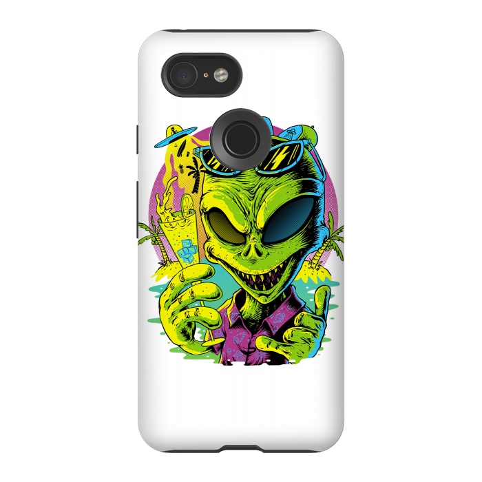 Pixel 3 StrongFit Alien Summer Vibes (White) by Afif Quilimo