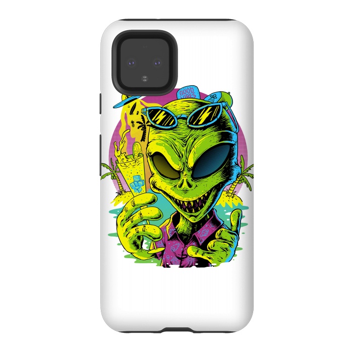 Pixel 4 StrongFit Alien Summer Vibes (White) by Afif Quilimo