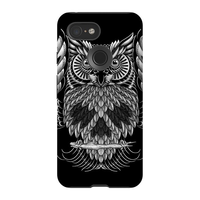 Pixel 3 StrongFit Owl Skull Ornate (Dark) by Afif Quilimo