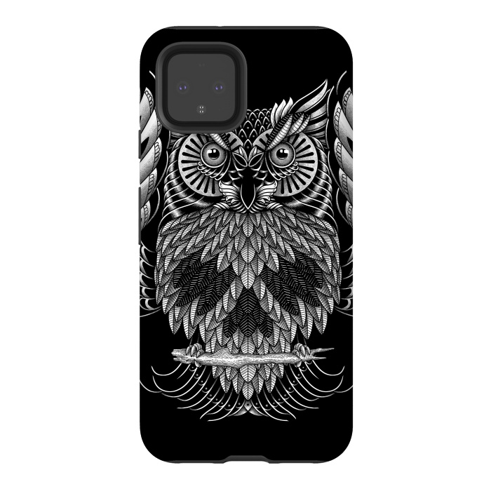 Pixel 4 StrongFit Owl Skull Ornate (Dark) by Afif Quilimo