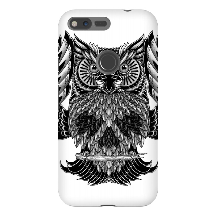 Pixel XL StrongFit Owl Skull Ornate (White) by Afif Quilimo