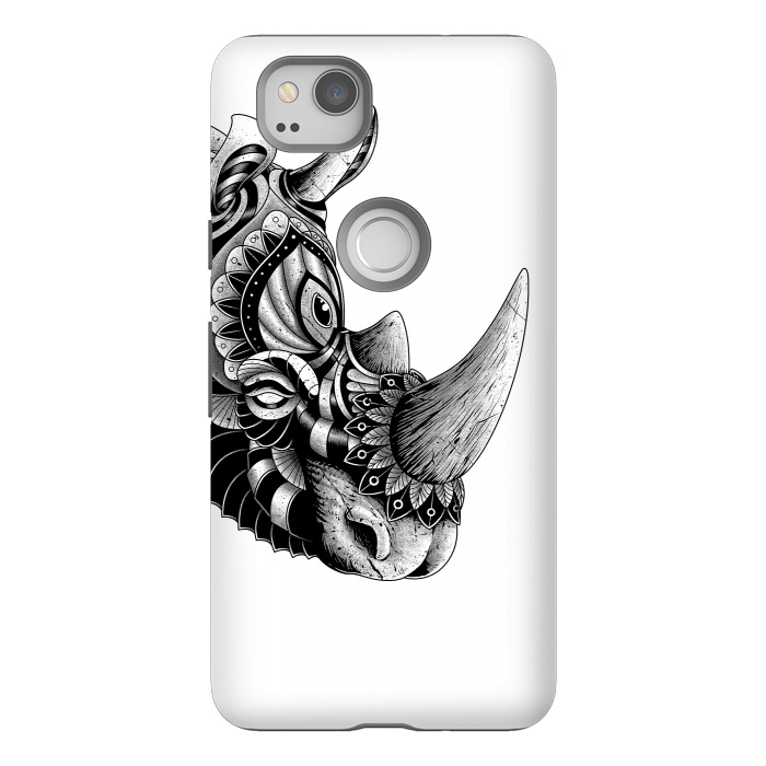 Pixel 2 StrongFit Rhino Ornate(White) by Afif Quilimo