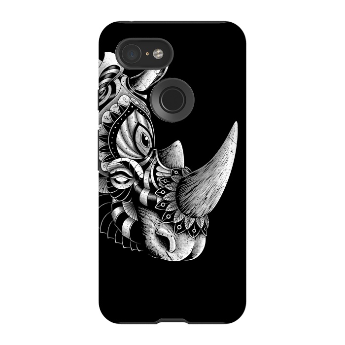 Pixel 3 StrongFit Rhino Ornate (Black) by Afif Quilimo