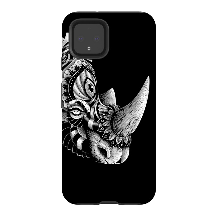 Pixel 4 StrongFit Rhino Ornate (Black) by Afif Quilimo