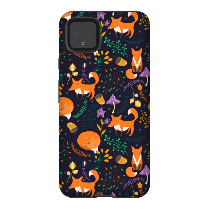 Pixel 4XL StrongFit Cute foxes by Julia Badeeva