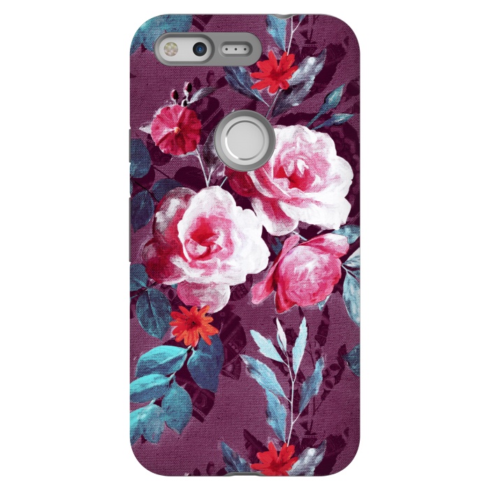 Pixel StrongFit Retro Rose Chintz in Magenta and Plum by Micklyn Le Feuvre