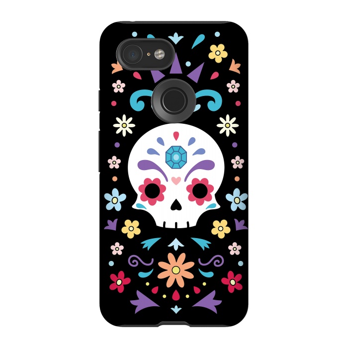 Pixel 3 StrongFit Cute day of the dead by Laura Nagel