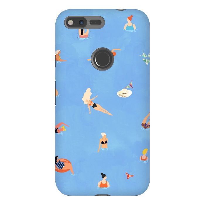 Pixel XL StrongFit Summer Weekend in The Ocean Watercolor Swim Painting | Travel People Chic Eclectic Boho Fun by Uma Prabhakar Gokhale