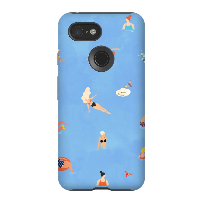 Pixel 3 StrongFit Summer Weekend in The Ocean Watercolor Swim Painting | Travel People Chic Eclectic Boho Fun by Uma Prabhakar Gokhale