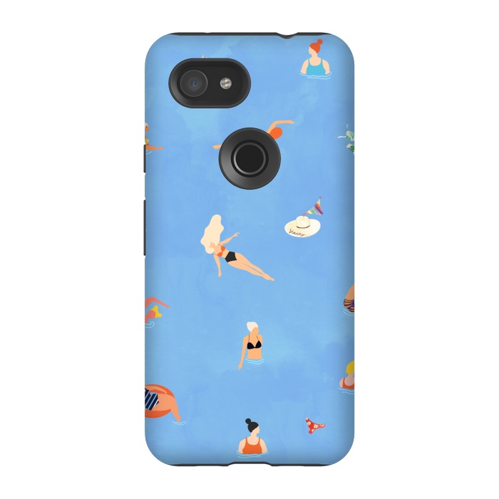 Pixel 3A StrongFit Summer Weekend in The Ocean Watercolor Swim Painting | Travel People Chic Eclectic Boho Fun by Uma Prabhakar Gokhale