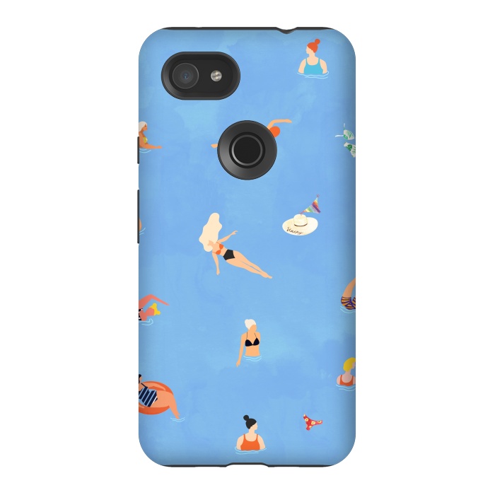 Pixel 3AXL StrongFit Summer Weekend in The Ocean Watercolor Swim Painting | Travel People Chic Eclectic Boho Fun by Uma Prabhakar Gokhale