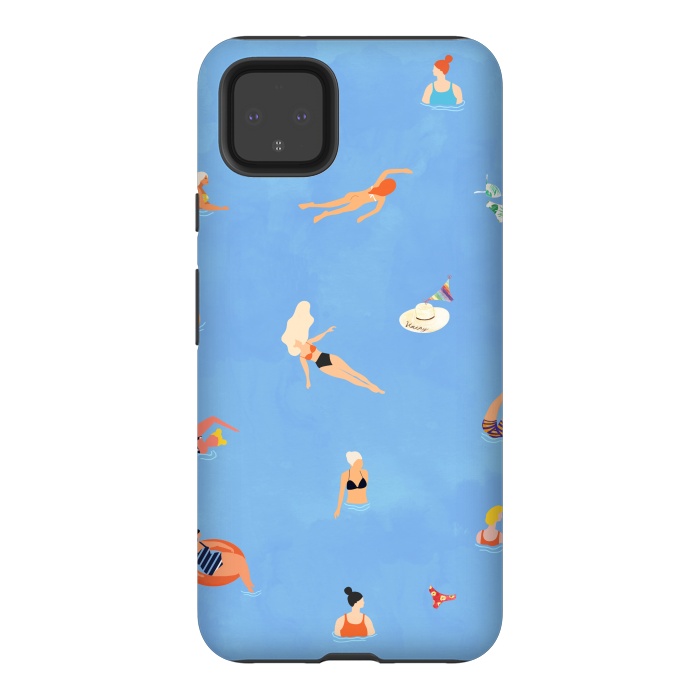 Pixel 4XL StrongFit Summer Weekend in The Ocean Watercolor Swim Painting | Travel People Chic Eclectic Boho Fun by Uma Prabhakar Gokhale