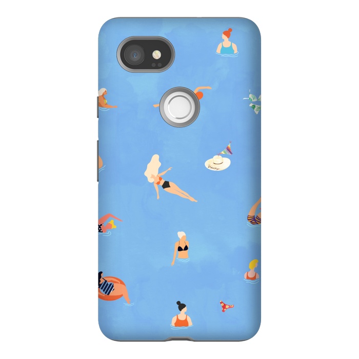 Pixel 2XL StrongFit Summer Weekend in The Ocean Watercolor Swim Painting | Travel People Chic Eclectic Boho Fun by Uma Prabhakar Gokhale