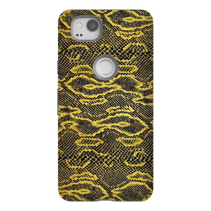 Pixel 2 StrongFit Black and Gold Snake Skin I by Art Design Works