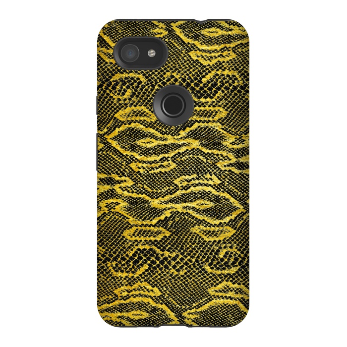 Pixel 3AXL StrongFit Black and Gold Snake Skin I by Art Design Works