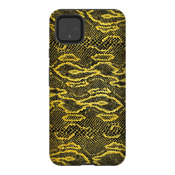 Pixel 4XL StrongFit Black and Gold Snake Skin I by Art Design Works