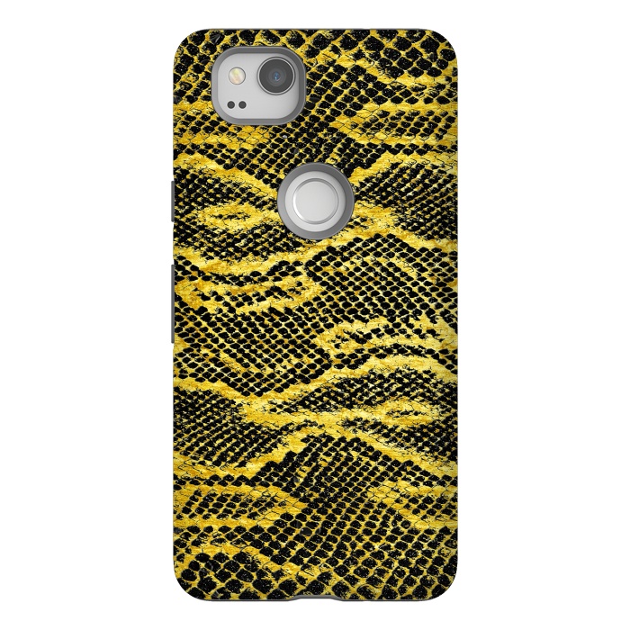 Pixel 2 StrongFit Black and Gold Snake Skin II by Art Design Works