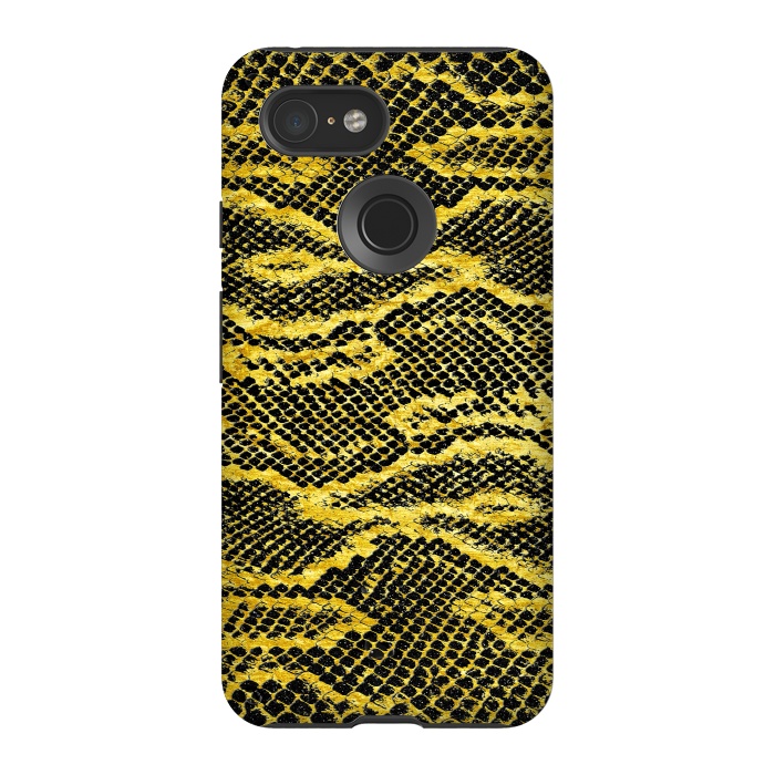 Pixel 3 StrongFit Black and Gold Snake Skin II by Art Design Works
