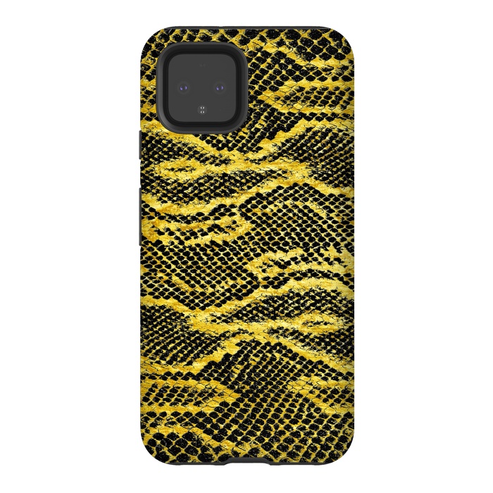 Pixel 4 StrongFit Black and Gold Snake Skin II by Art Design Works
