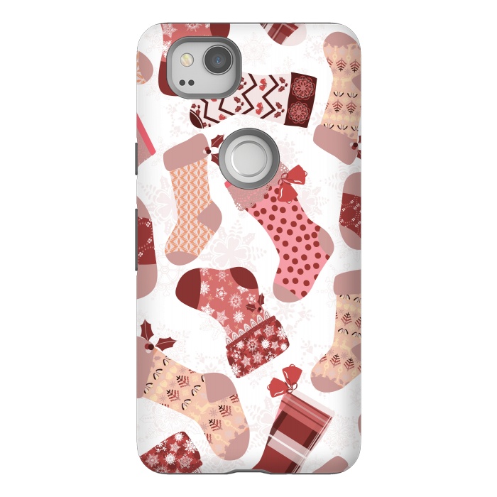 Pixel 2 StrongFit Christmas Stockings in Pink and Beige by Paula Ohreen