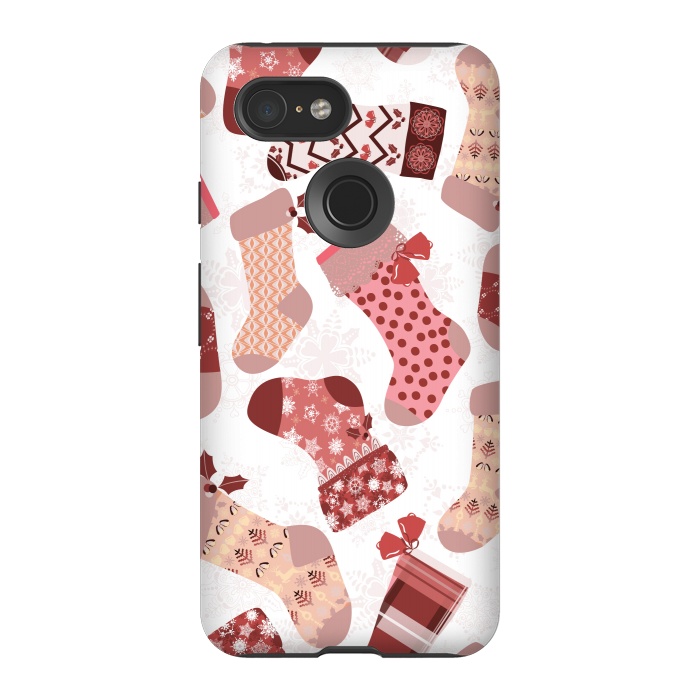Pixel 3 StrongFit Christmas Stockings in Pink and Beige by Paula Ohreen