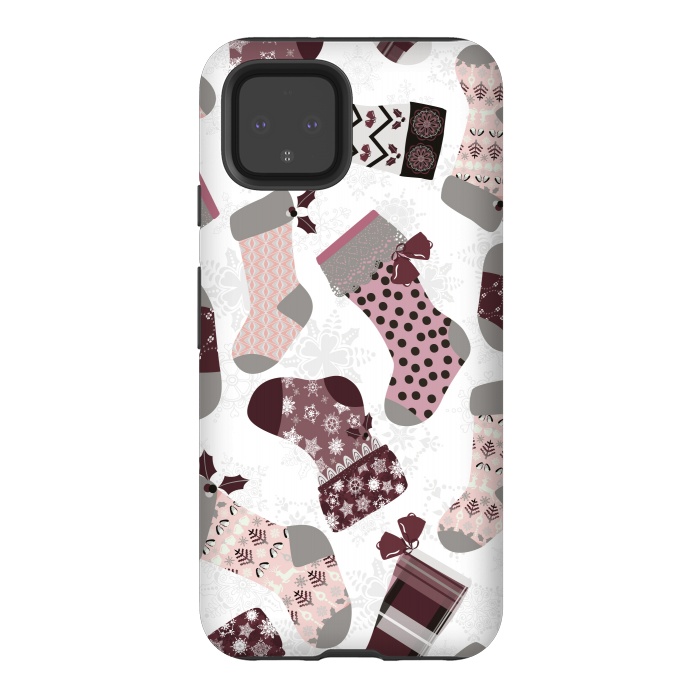 Pixel 4 StrongFit Christmas Stockings in Purple and Gray by Paula Ohreen