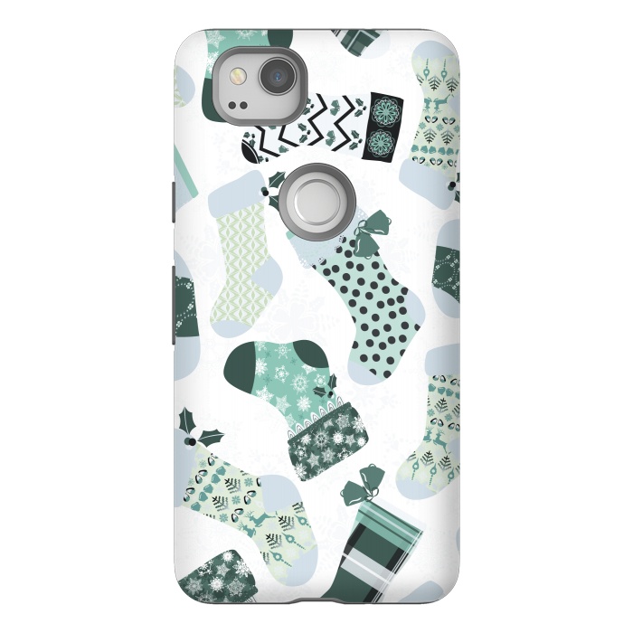Pixel 2 StrongFit Christmas Stockings in Green and White by Paula Ohreen