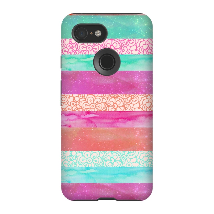 Pixel 3 StrongFit Tropical Stripes by Tangerine-Tane