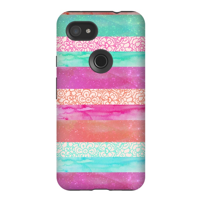 Pixel 3AXL StrongFit Tropical Stripes by Tangerine-Tane
