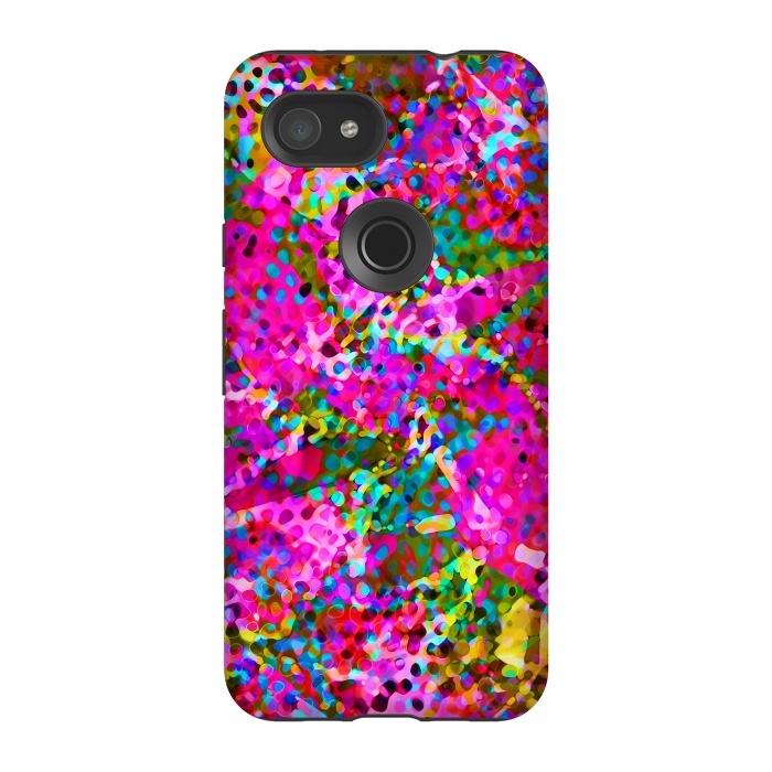 Pixel 3A StrongFit Floral Abstract Stained Glass G548 by Medusa GraphicArt
