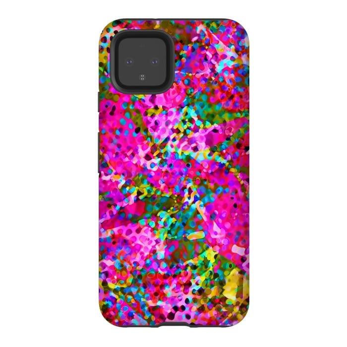 Pixel 4 StrongFit Floral Abstract Stained Glass G548 by Medusa GraphicArt