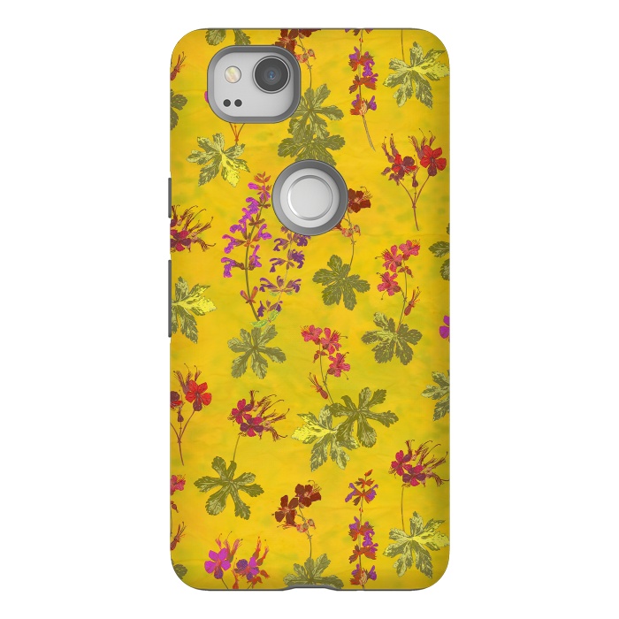 Pixel 2 StrongFit Cottage Garden Floral Yellow by Lotti Brown