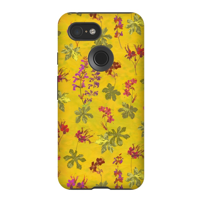 Pixel 3 StrongFit Cottage Garden Floral Yellow by Lotti Brown