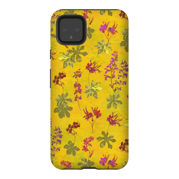 Pixel 4XL StrongFit Cottage Garden Floral Yellow by Lotti Brown