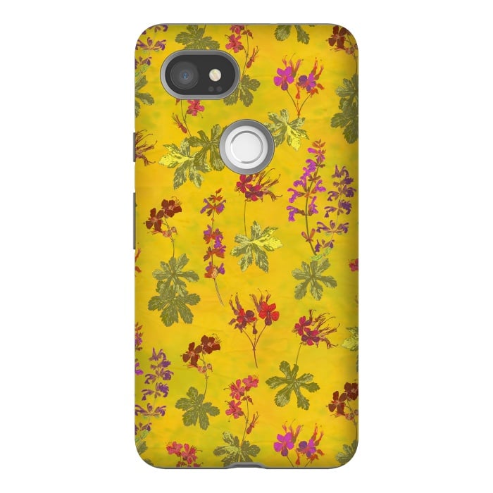 Pixel 2XL StrongFit Cottage Garden Floral Yellow by Lotti Brown