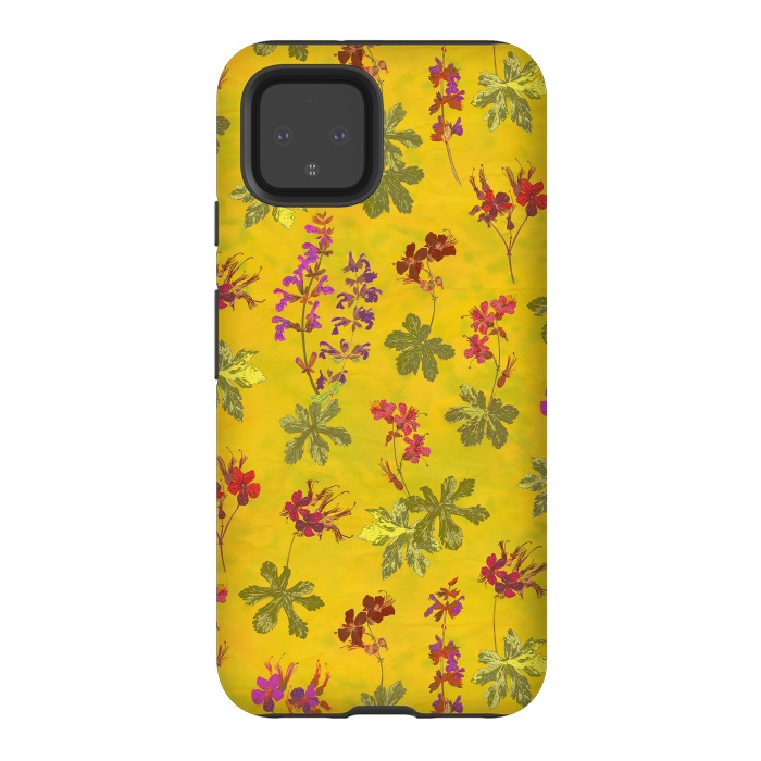 Pixel 4 StrongFit Cottage Garden Floral Yellow by Lotti Brown