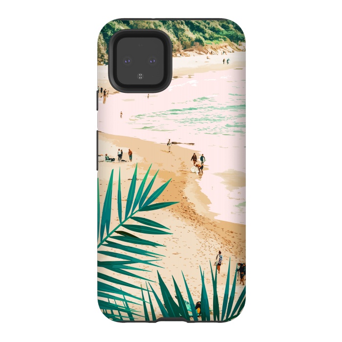 Pixel 4 StrongFit Beach Weekend | Pastel Ocean Sea Tropical Travel | Scenic Sand Palm People Boho Vacation by Uma Prabhakar Gokhale