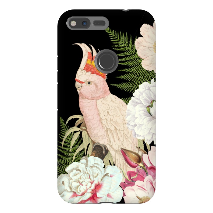 Pixel XL StrongFit Vintage Cockatoo in Flower Jungle by  Utart