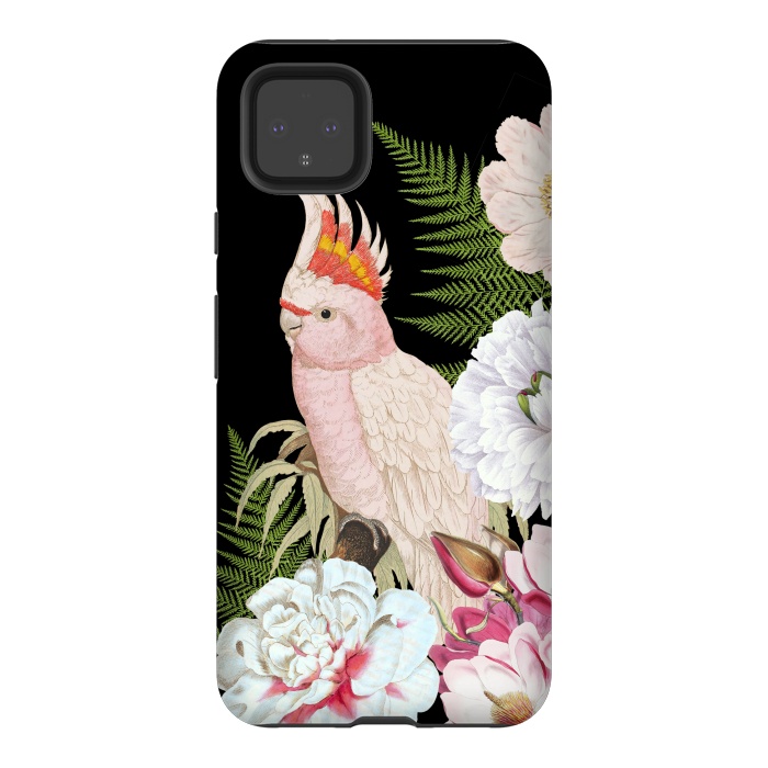 Pixel 4XL StrongFit Vintage Cockatoo in Flower Jungle by  Utart