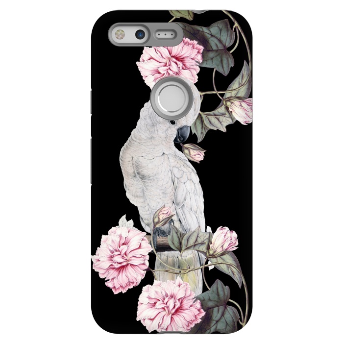 Pixel StrongFit Nostalgic White Cockatoo With Pink Flowers by  Utart