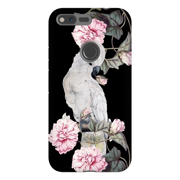 Pixel XL StrongFit Nostalgic White Cockatoo With Pink Flowers by  Utart