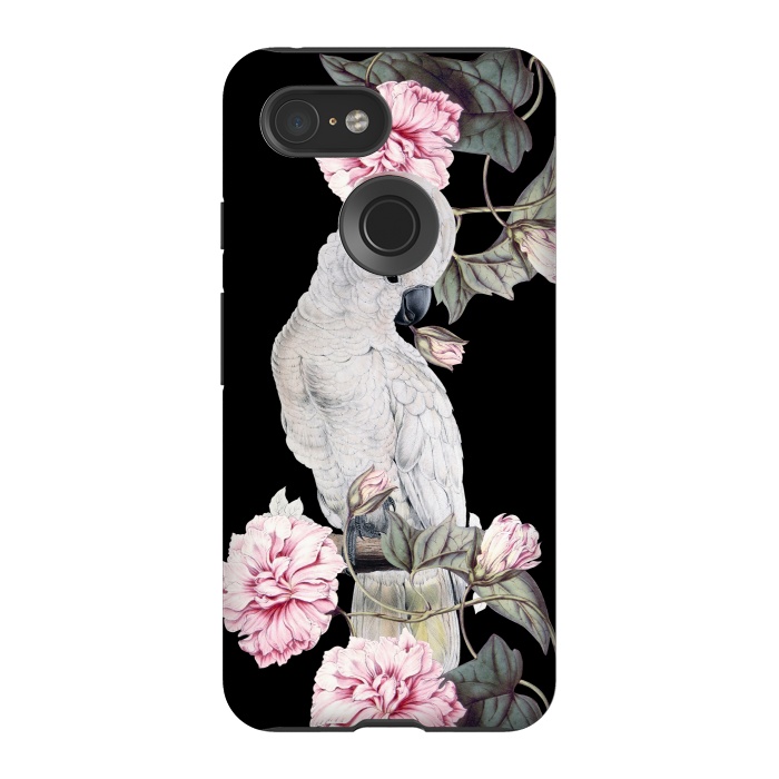 Pixel 3 StrongFit Nostalgic White Cockatoo With Pink Flowers by  Utart