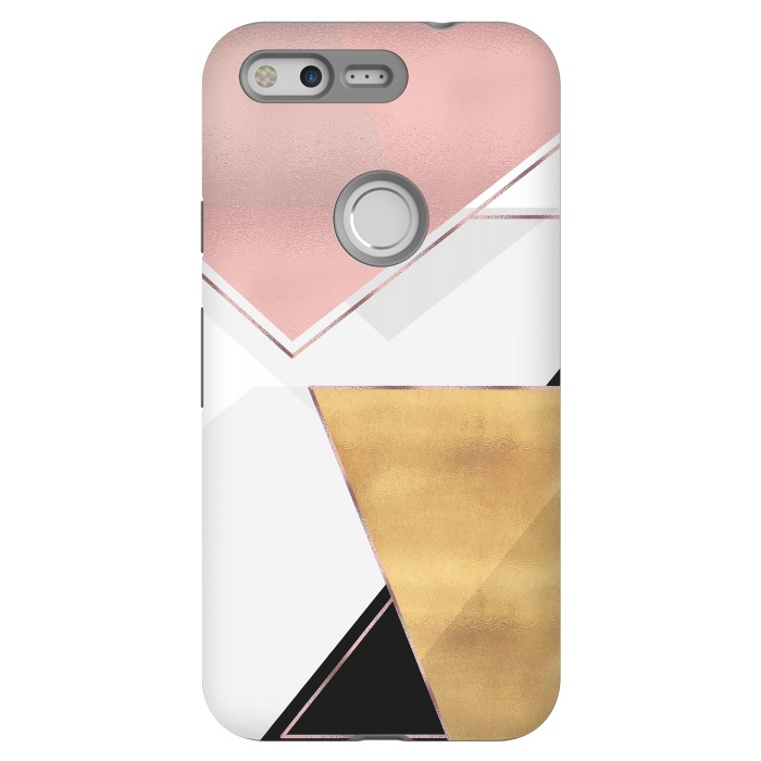 Pixel StrongFit Stylish Gold and Rose Pink Geometric Abstract Design by InovArts