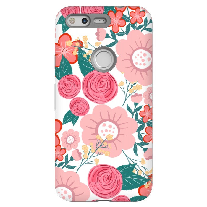 Pixel StrongFit Cute girly pink Hand Drawn Flowers design by InovArts