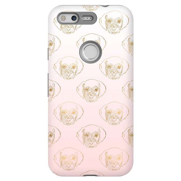 Pixel StrongFit Girly Gold Puppy Dog White Pink Gradient Pattern by InovArts
