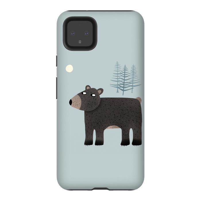 Pixel 4XL StrongFit The Bear, the Trees and the Moon by Nic Squirrell